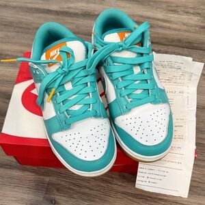 Nike Turquoise and White Low-Top Sneakers